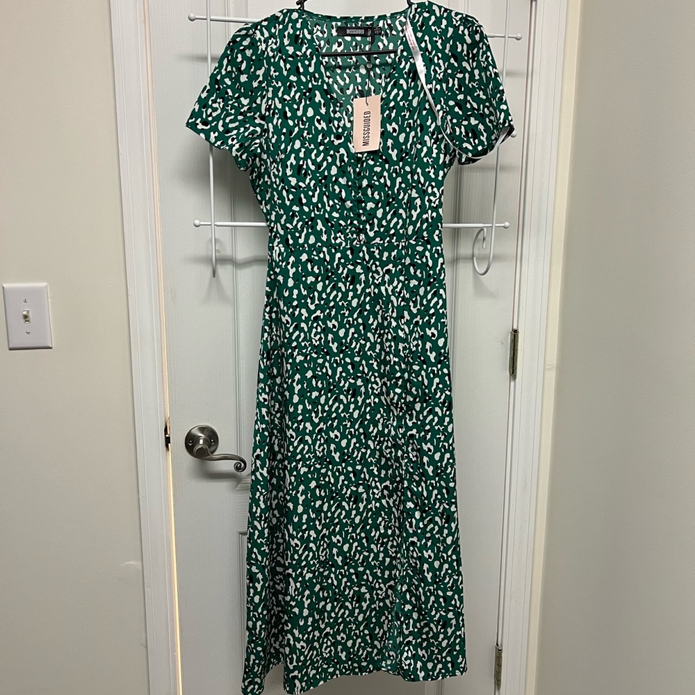 Misguided Half Button Midi Tea Dress